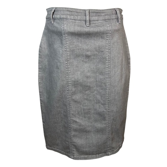 Banana Republic Denim Skirt Size 6 Gray Pencil Button Front Retro Preppy - Picture 5 of 10